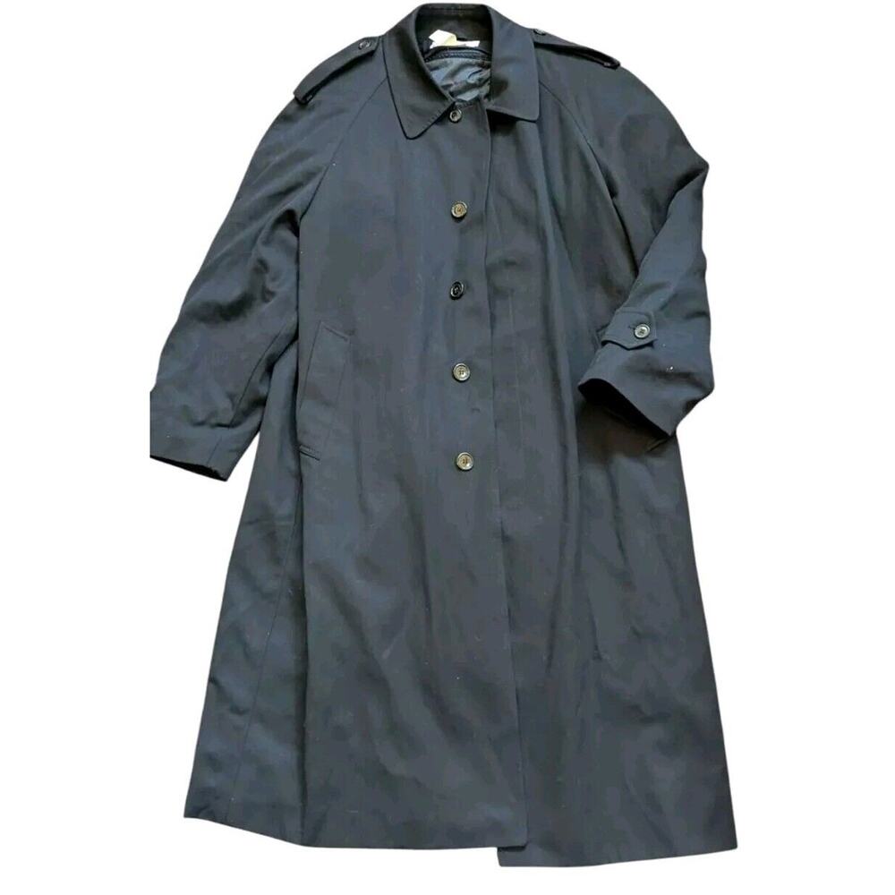 Vtg United Airlines Brookhurst Navy Trench Coat Zip Lined Men 42 Long Jacket